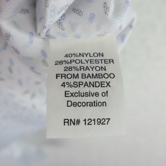 Johnnie-O Prep-Formance Bamboo Button Up Shirt Mens Large Tall Paperclip Pattern - Picture 9 of 12